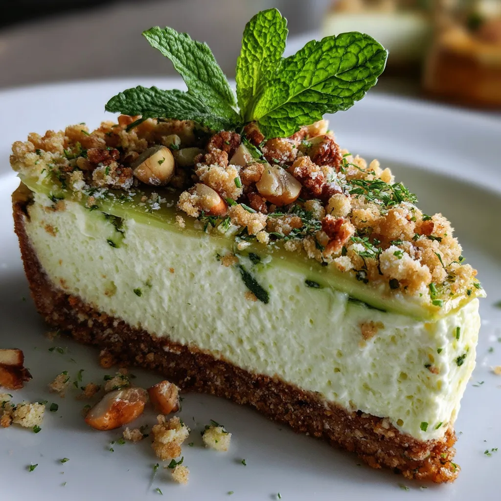 cheesecake salé courgette menthe avec crumble de noisettes croustillant