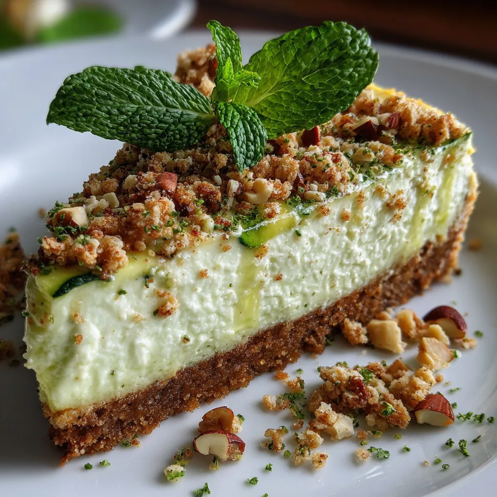 cheesecake salé courgette menthe avec crumble de noisettes croustillant