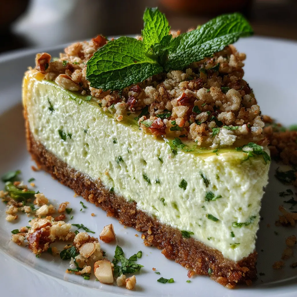 cheesecake salé courgette menthe avec crumble de noisettes croustillant