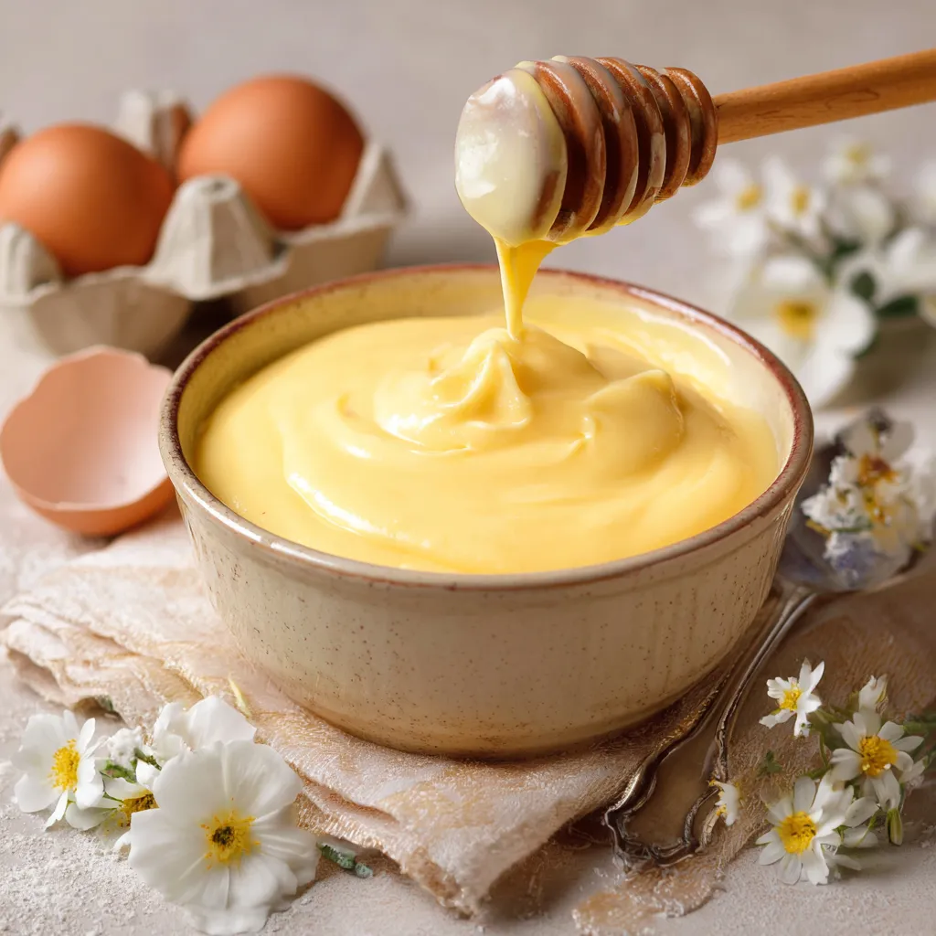 Crème diplomatique italienne maison dans un bol, prête à garnir un gâteau