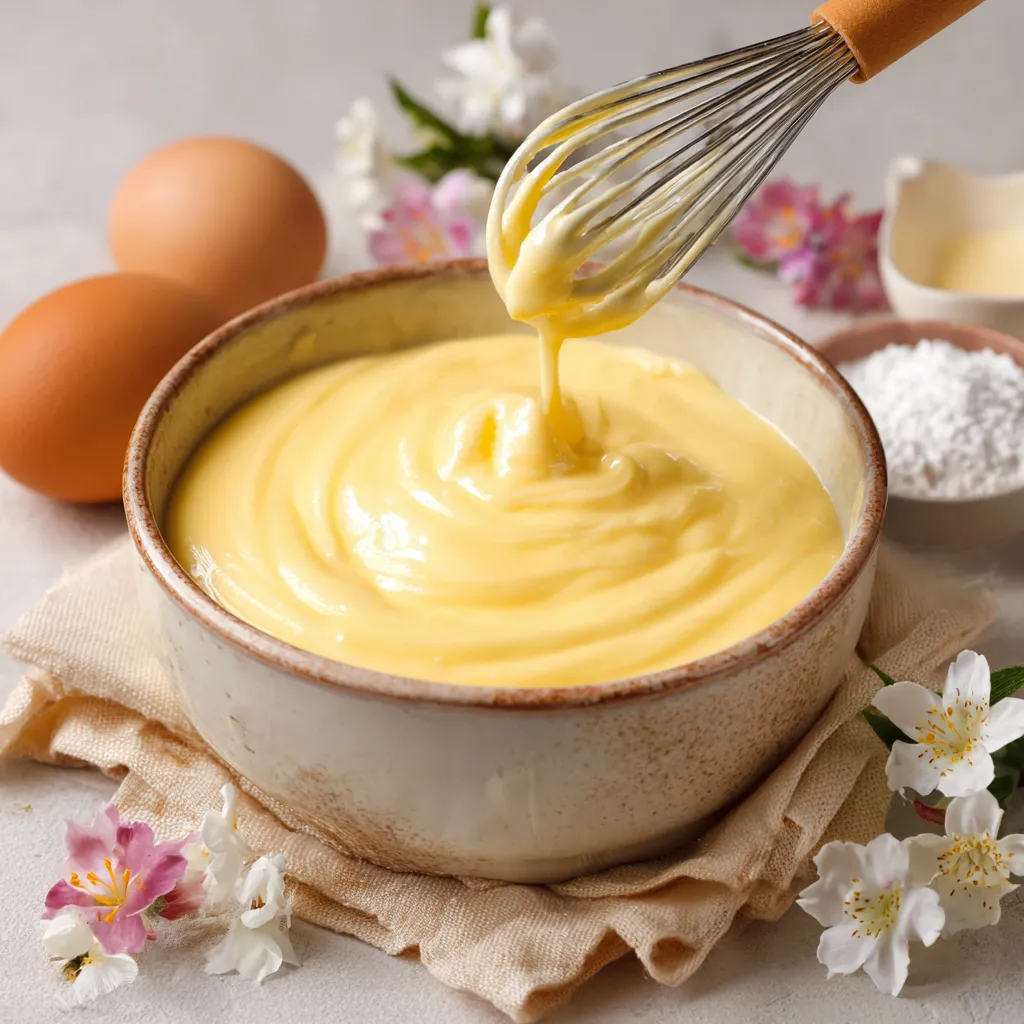 Crème diplomatique italienne maison dans un bol, prête à garnir un gâteau
