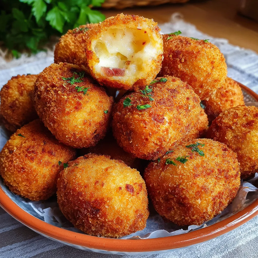 Croquettes de fromage dorées, servies croustillantes sur assiette blanche