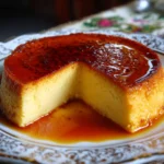 Flan aux œufs maison dans un moule caramélisé, prêt à être servi