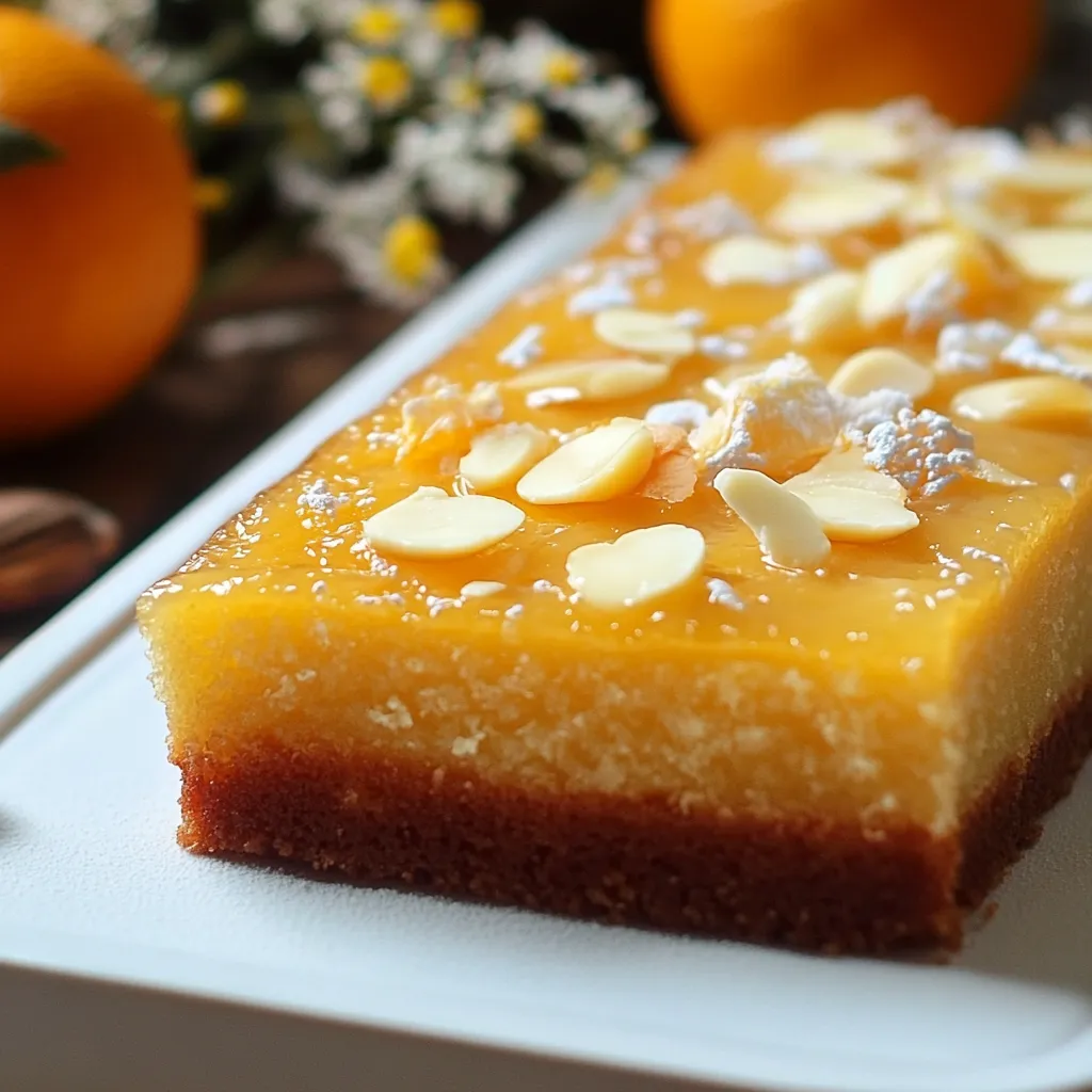 Gâteau fondant aux amandes et fleur d’oranger sur une assiette blanche