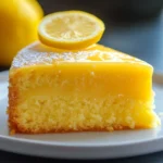 Gâteau fondant au citron moelleux servi sur une assiette avec zeste de citron