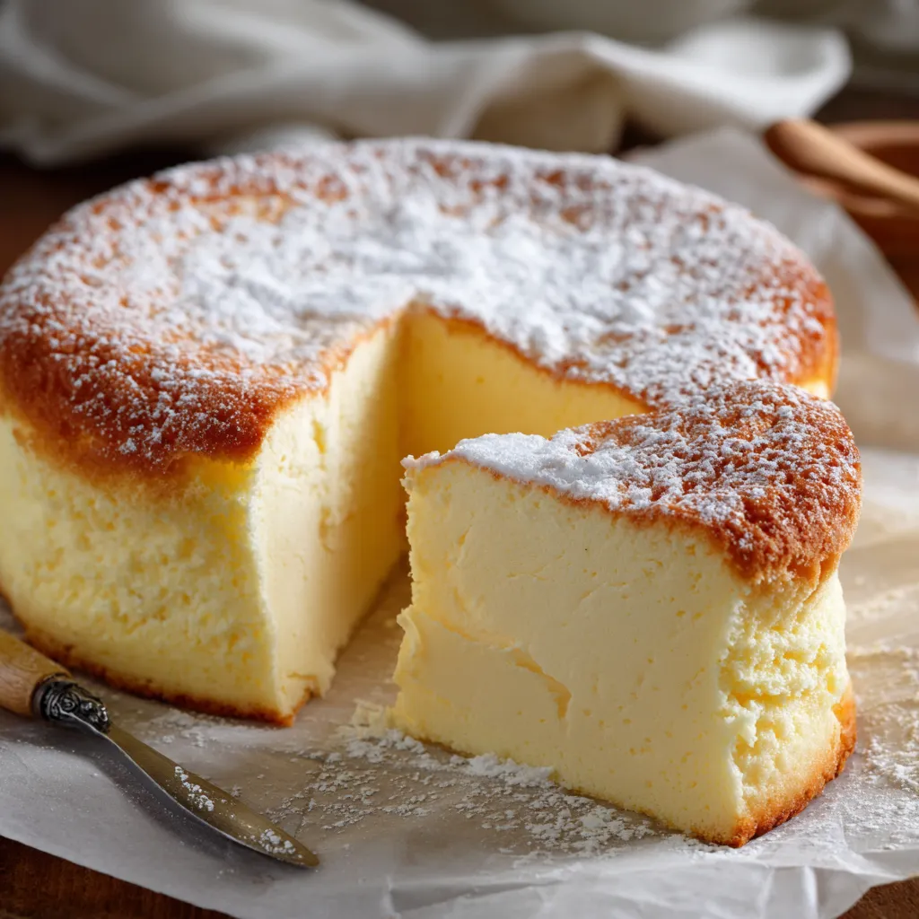 Gâteau nuage au yaourt moelleux et léger saupoudré de sucre glace