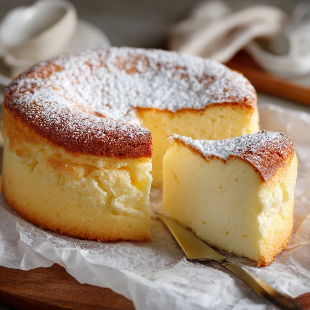 Gâteau nuage au yaourt moelleux et léger saupoudré de sucre glace