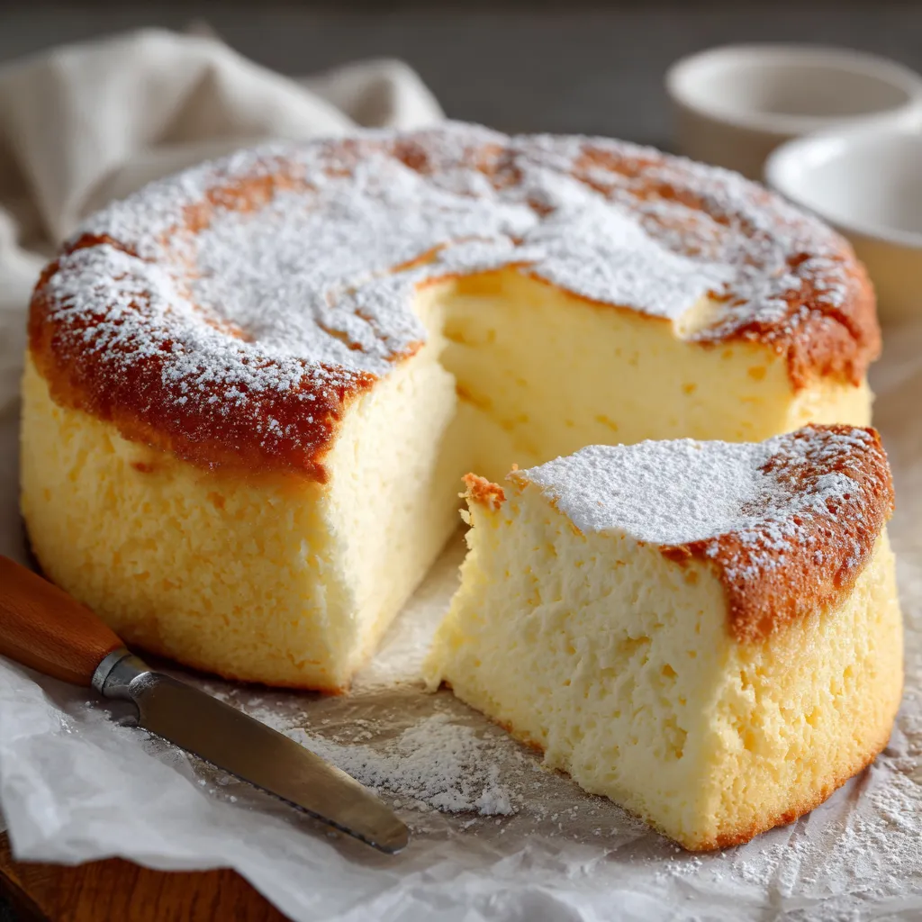 Gâteau nuage au yaourt moelleux et léger saupoudré de sucre glace