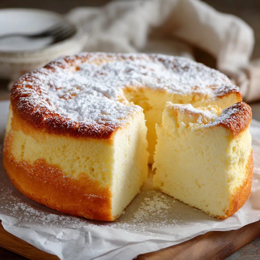 Gâteau nuage au yaourt moelleux et léger saupoudré de sucre glace