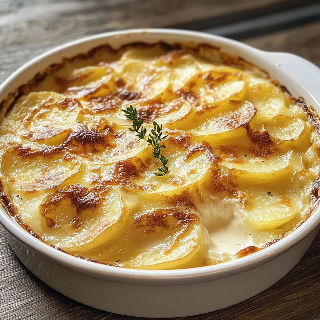 Gratin dauphinois crémeux doré au four avec pommes de terre fondantes en tranches fines