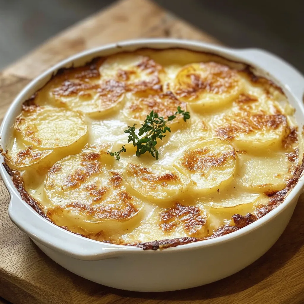 Gratin dauphinois crémeux doré au four avec pommes de terre fondantes en tranches fines