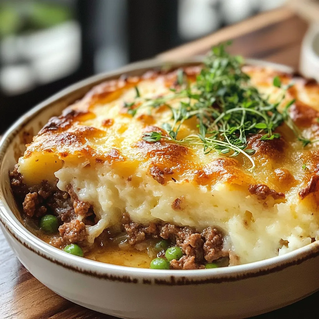 Plat de hachis parmentier doré sorti du four avec purée et fromage gratiné