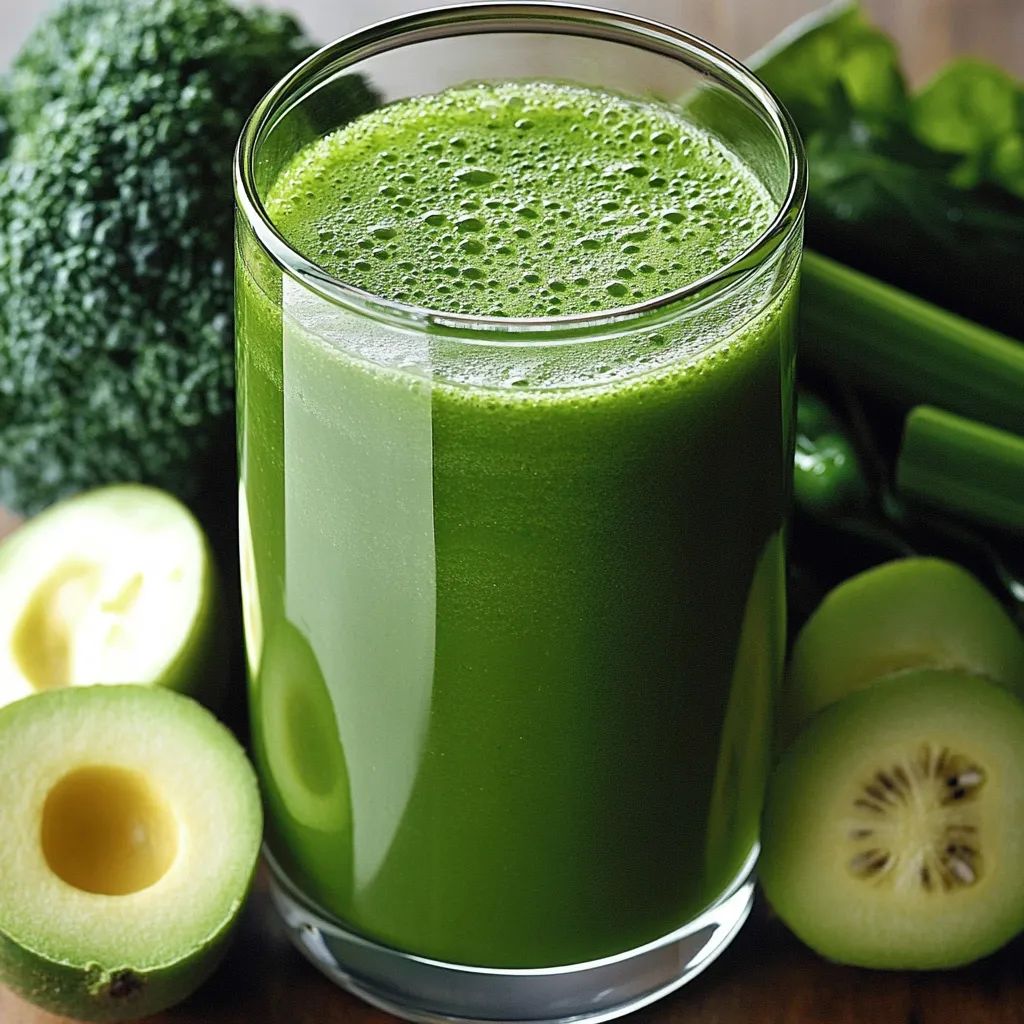 Verre de jus vert détox maison avec concombre, pommes et céleri