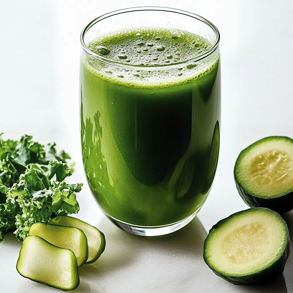 Verre de jus vert détox maison avec concombre, pommes et céleri