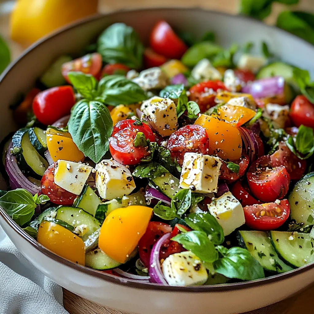 Salade d’été maison avec avocat, tomates, feta et roquette dans un grand saladier