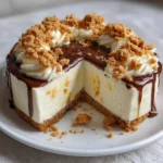 Dessert sans cuisson à base de biscuits, mousse au fromage et chocolat blanc dans un moule rond