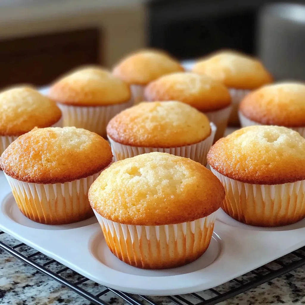 Muffins à la vanille moelleux fraîchement cuits dans un moule