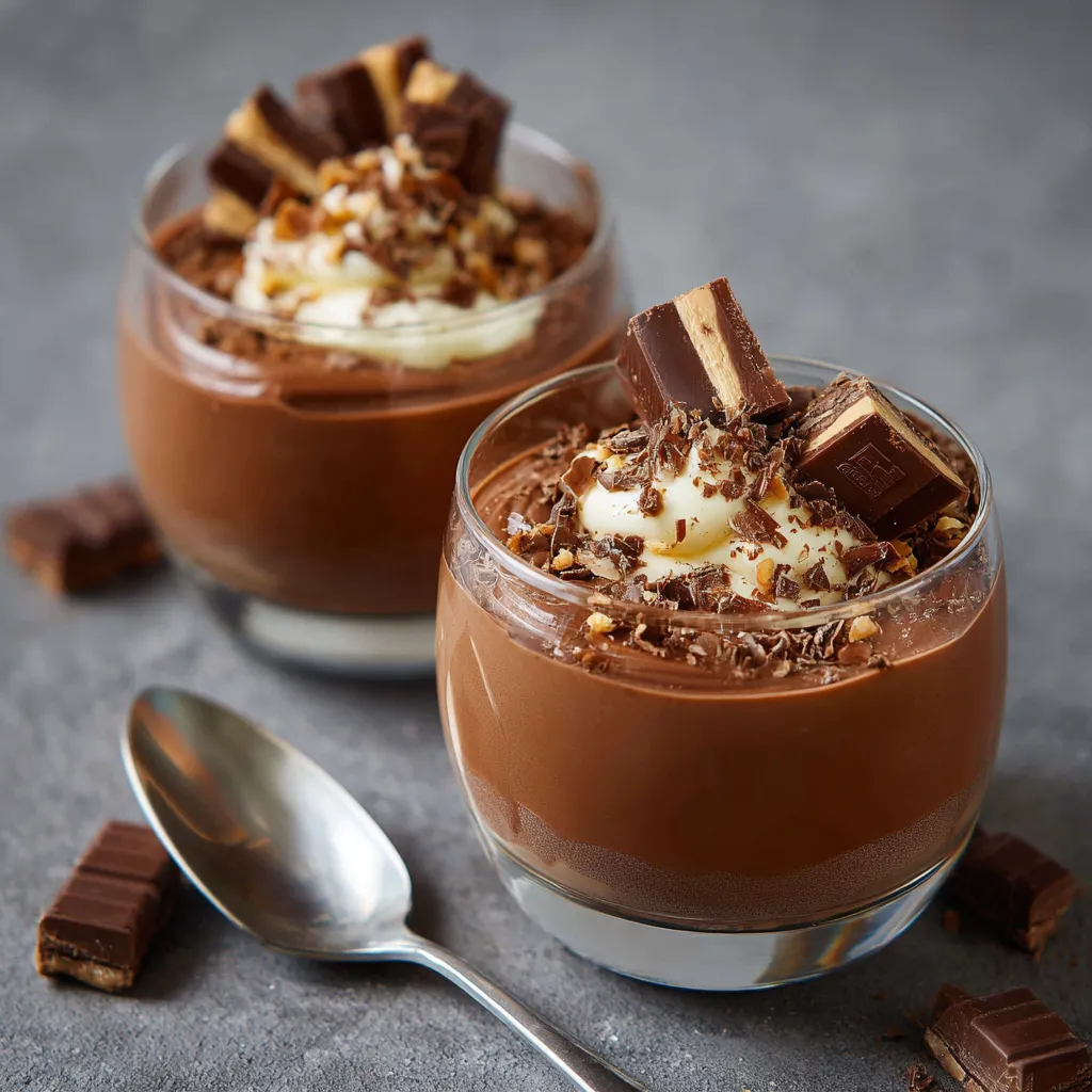 Verrines de crème au Kinder avec décoration de Kinder Bueno