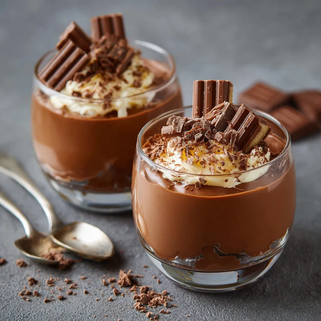 Verrines de crème au Kinder avec décoration de Kinder Bueno