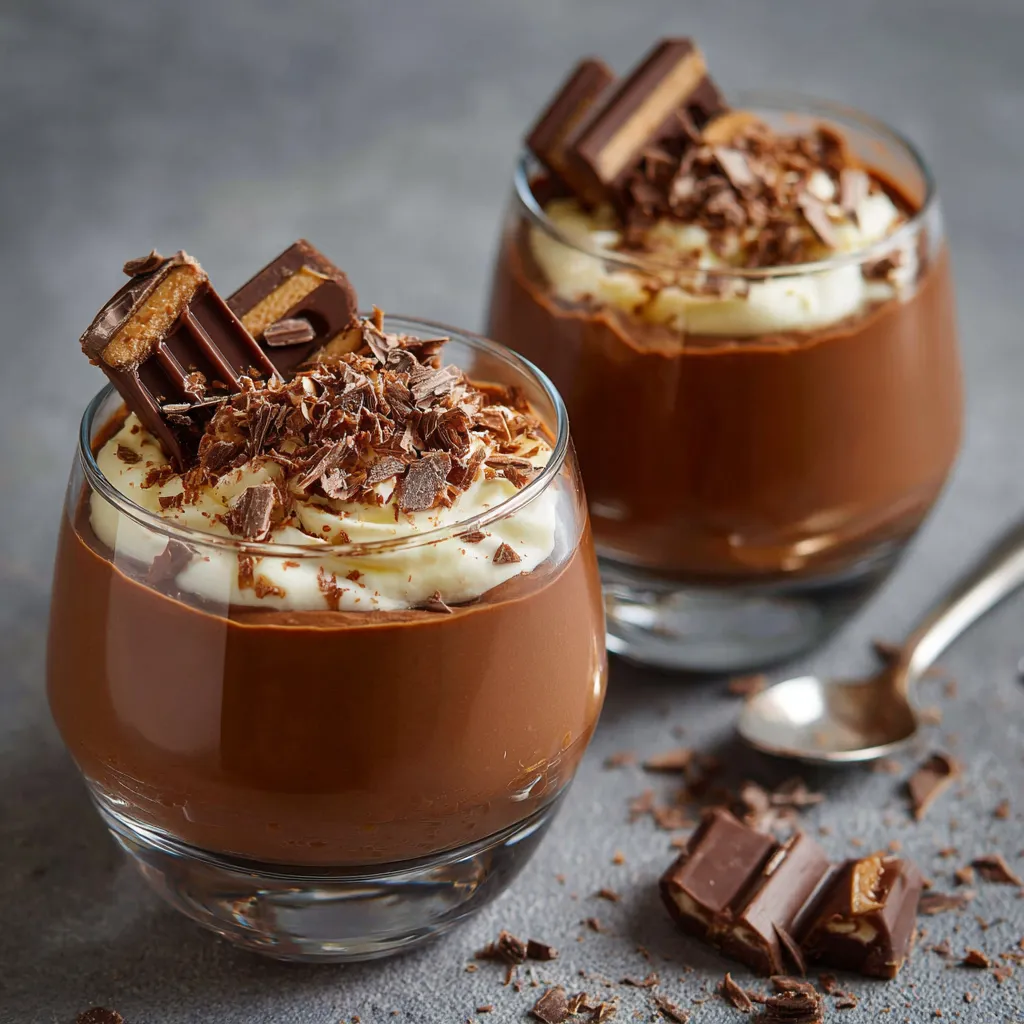 Verrines de crème au Kinder avec décoration de Kinder Bueno