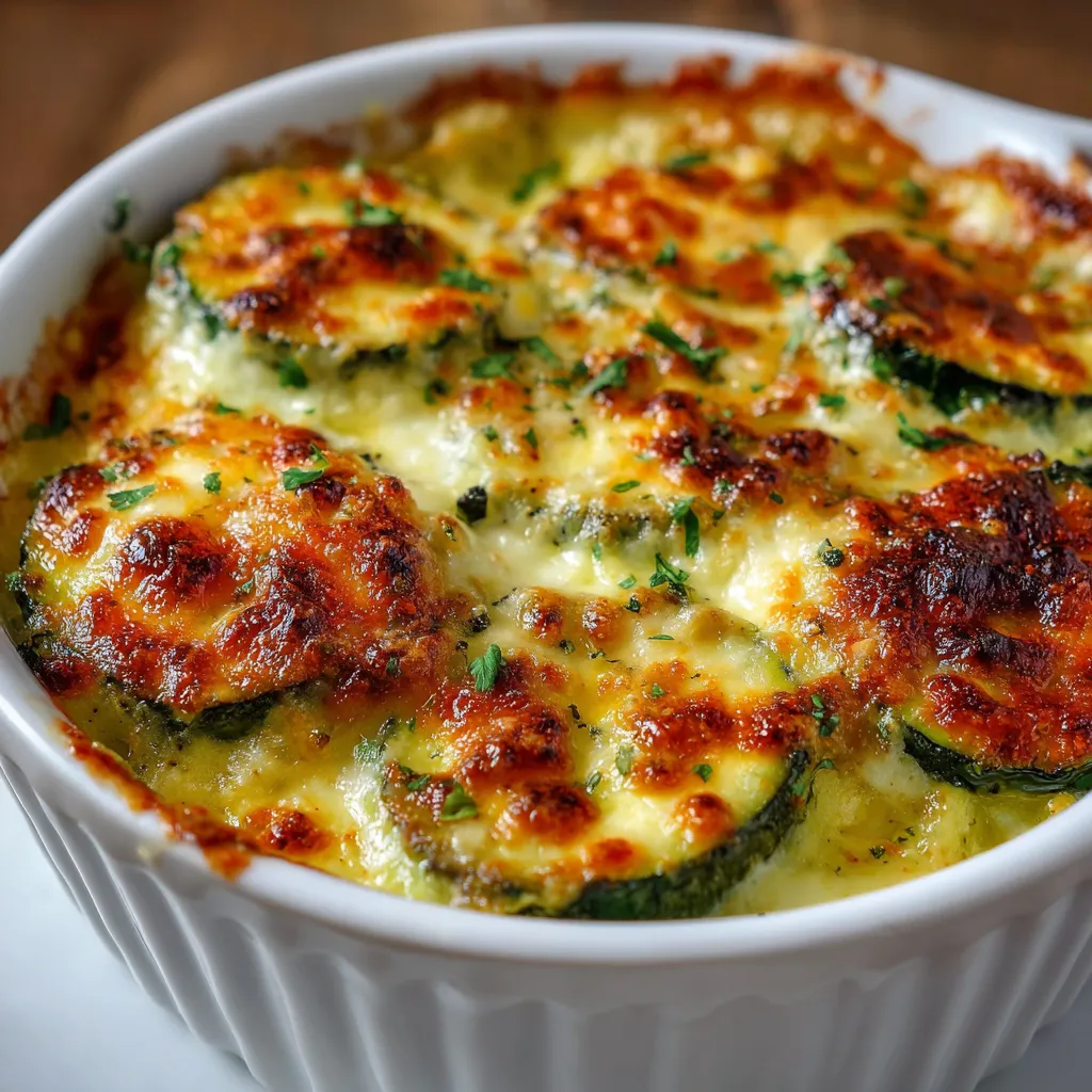 Petits gratins moelleux de courgettes dorés au four dans des ramequins individuels