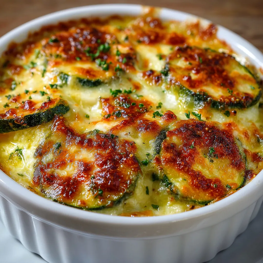 Petits gratins moelleux de courgettes dorés au four dans des ramequins individuels