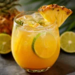 Punch limonade tropicale avec tranches de fruits frais dans une carafe