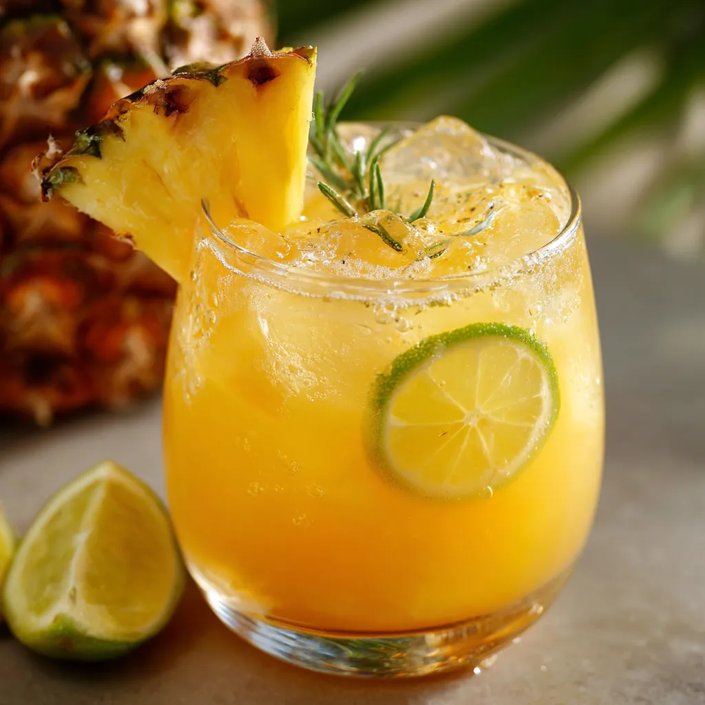 Punch limonade tropicale avec tranches de fruits frais dans une carafe