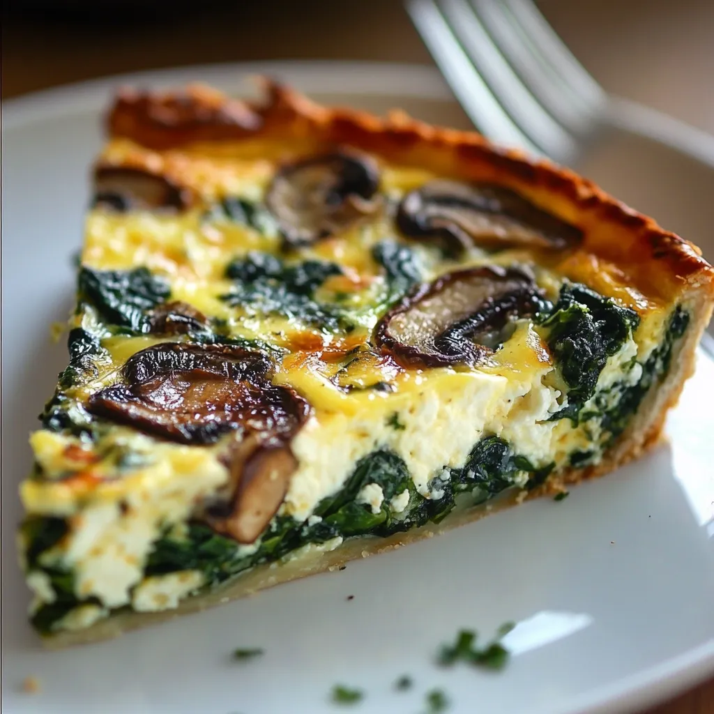 quiche sans pâte aux épinards champignons et feta sortie du four