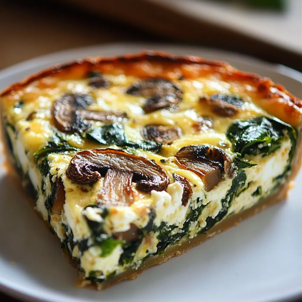 quiche sans pâte aux épinards champignons et feta sortie du four