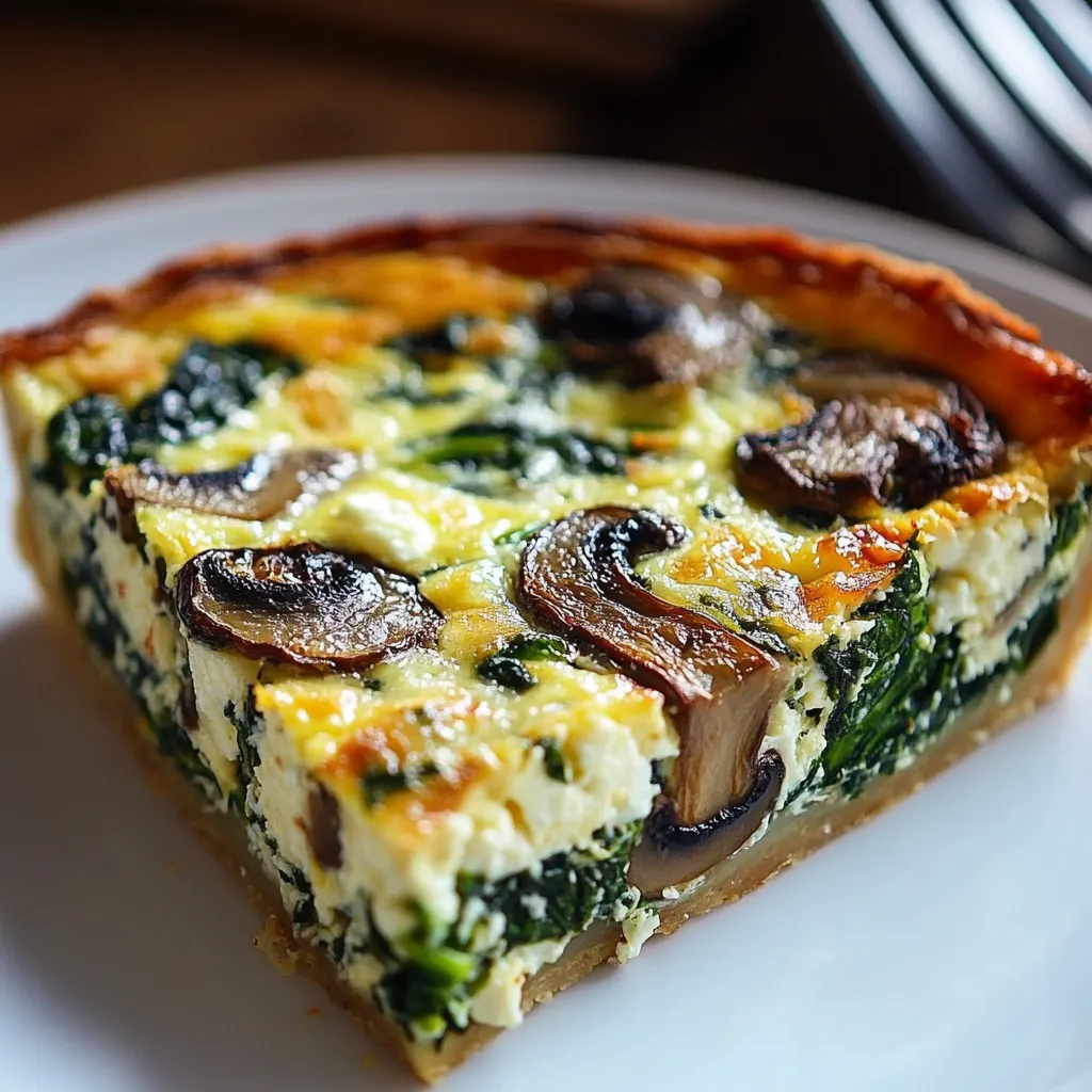 quiche sans pâte aux épinards champignons et feta sortie du four