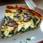 quiche sans pâte aux épinards champignons et feta sortie du four