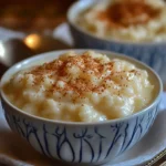Bol de riz au lait à l’ancienne, crémeux et saupoudré de cannelle