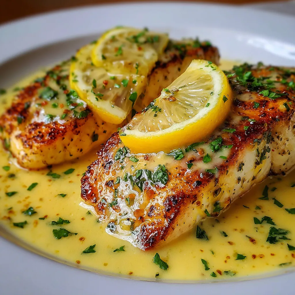 Sauce crémeuse au citron pour poisson sur un filet de cabillaud