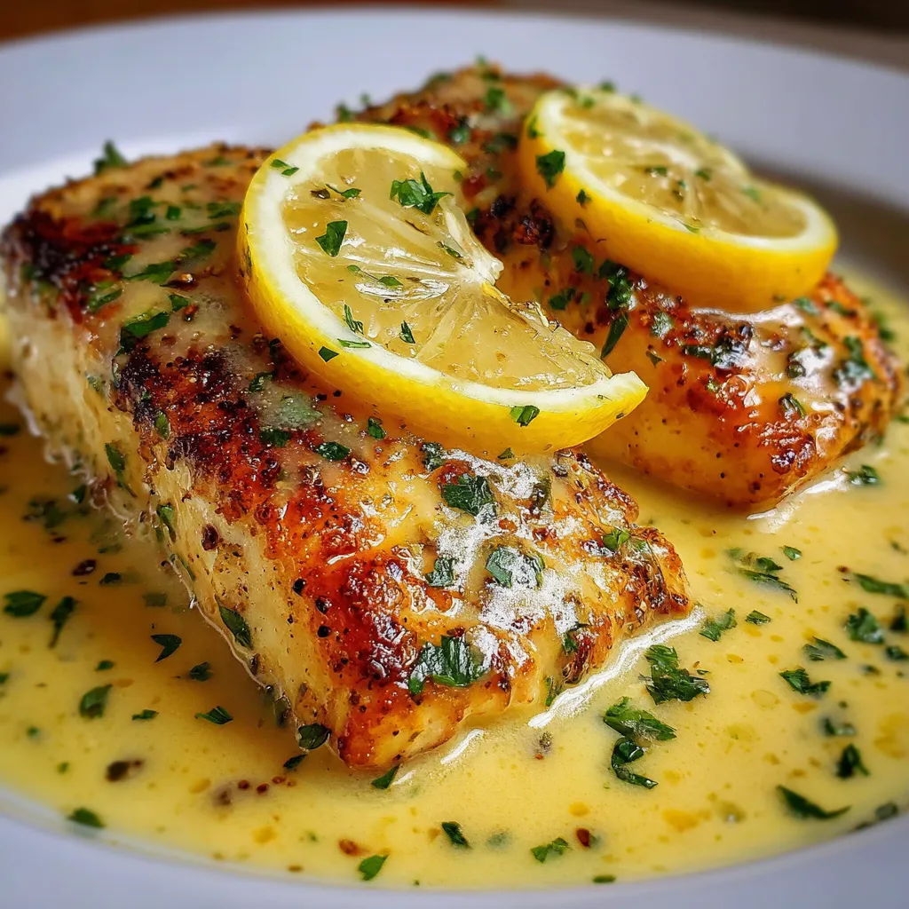 Sauce crémeuse au citron pour poisson sur un filet de cabillaud