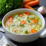 Bol de soupe détox de légumes avec pommes de terre, carottes, courgettes et poireaux
