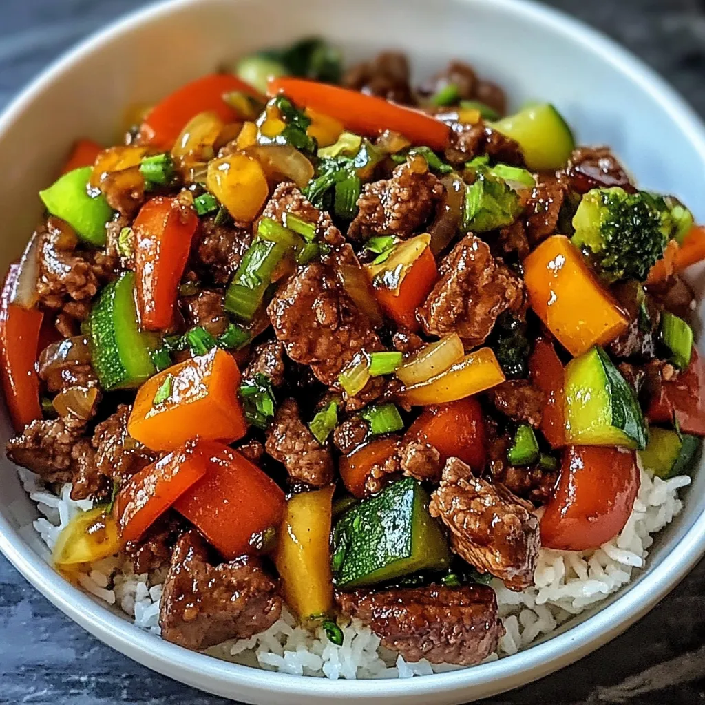Stir-Fry de bœuf aux légumes colorés dans un wok, prêt à être servi