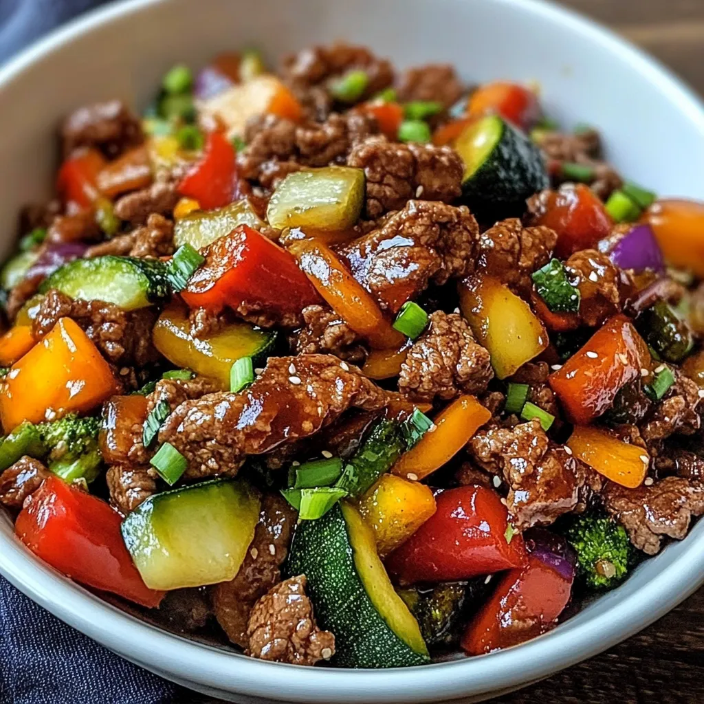 Stir-Fry de bœuf aux légumes colorés dans un wok, prêt à être servi