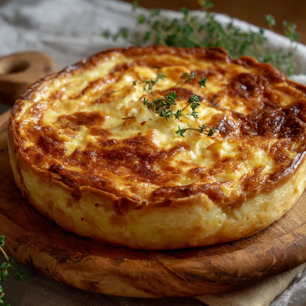 Tarte au Maroilles Ch’ti maison dorée et fondante sur pâte levée