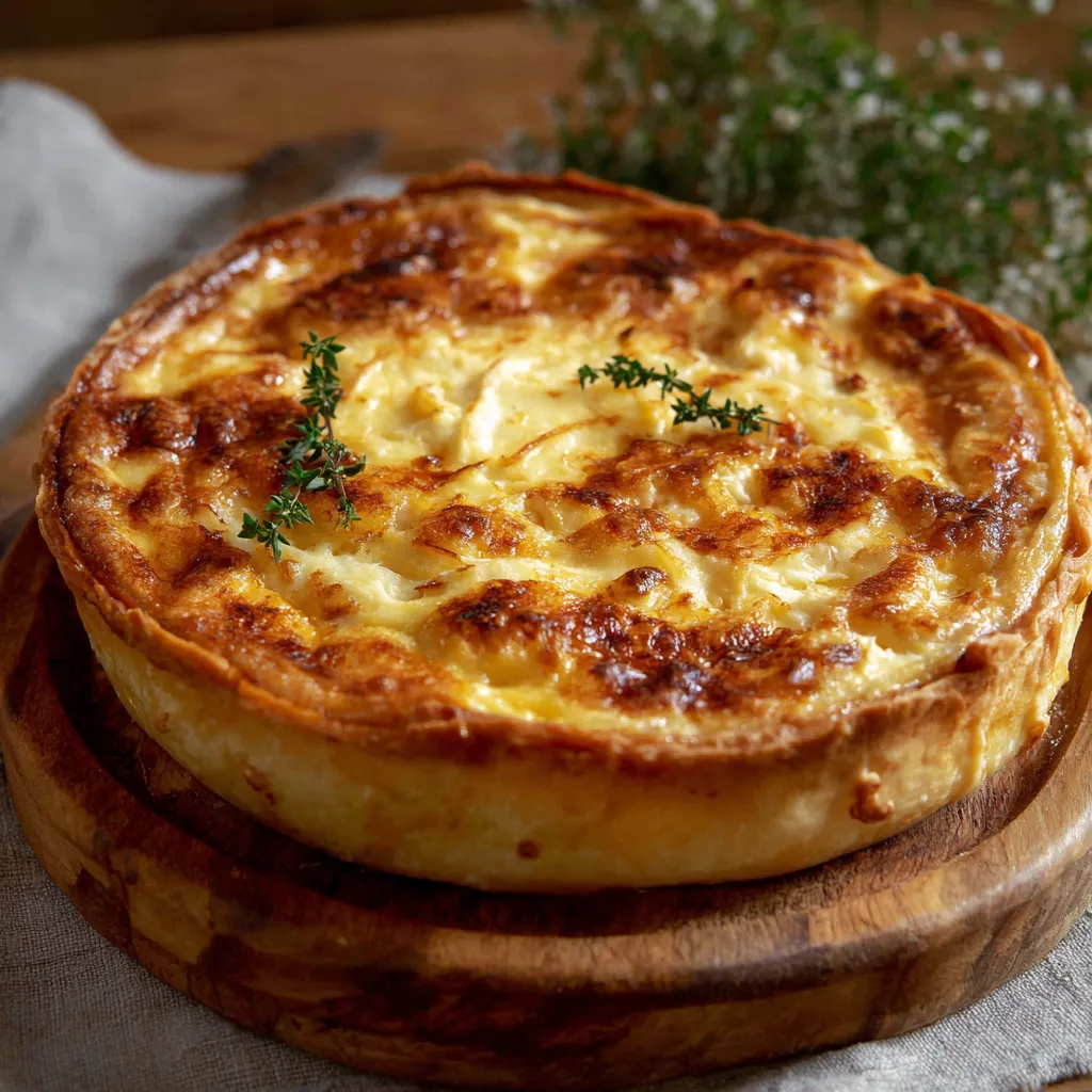 Tarte au Maroilles Ch’ti maison dorée et fondante sur pâte levée