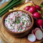 Tartinade de radis à la ciboulette servie sur du pain grillé
