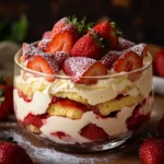 Charlotte tiramisu aux fraises avec crème mascarpone et biscuits à la cuillère
