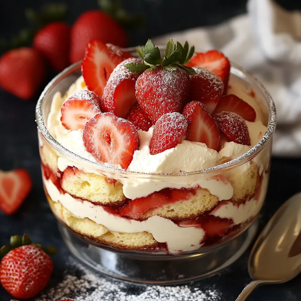 Charlotte tiramisu aux fraises avec crème mascarpone et biscuits à la cuillère
