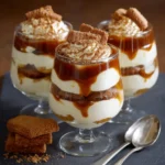Tiramisu au caramel beurre salé en verrine avec miettes de palets bretons