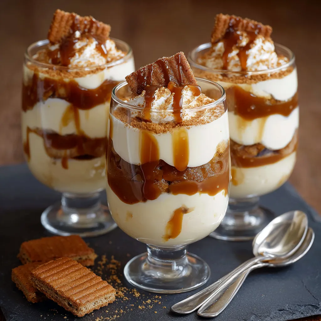 Tiramisu au caramel beurre salé en verrine avec miettes de palets bretons