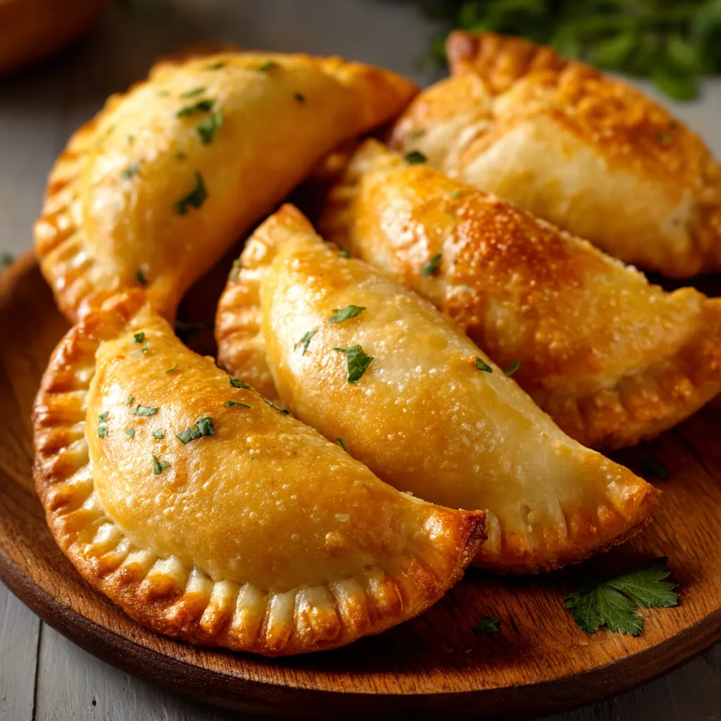Empanadas maison dorées et croustillantes sur plaque de cuisson