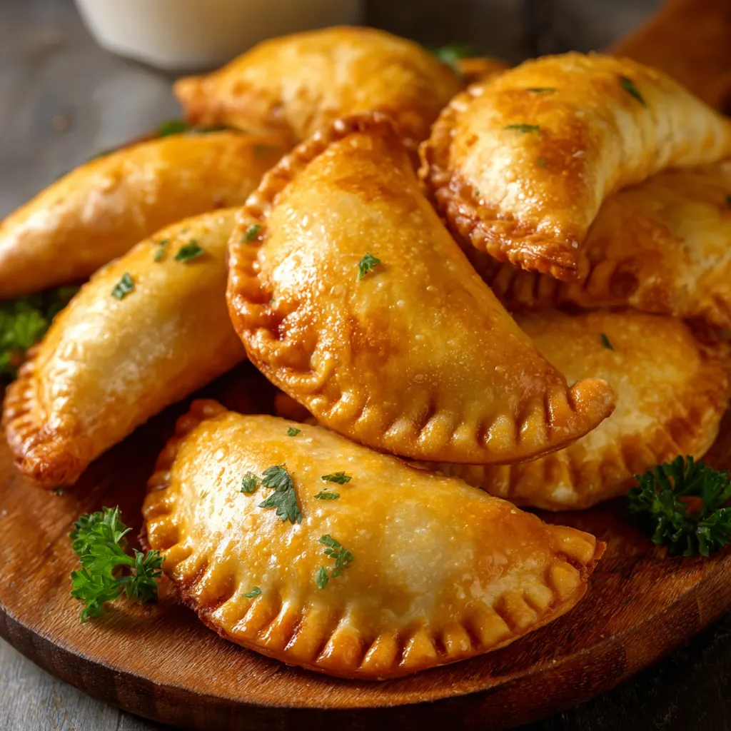 Empanadas maison dorées et croustillantes sur plaque de cuisson