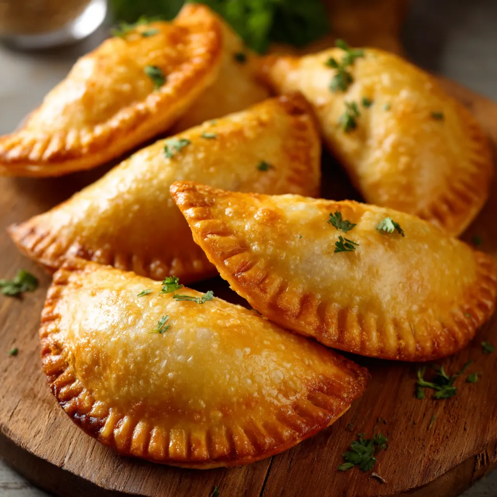 Empanadas maison dorées et croustillantes sur plaque de cuisson