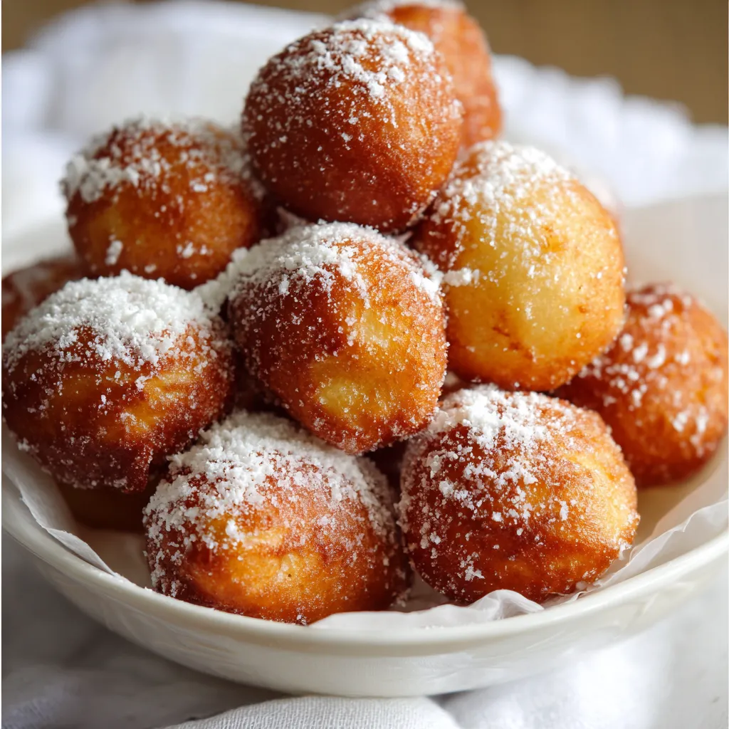 Beignets Italiens dorés et enrobés de sucre présentés sur une assiette