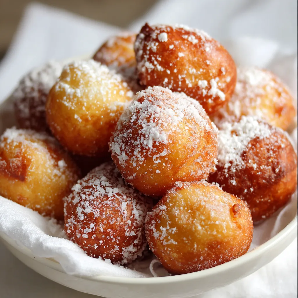 Beignets Italiens dorés et enrobés de sucre présentés sur une assiette